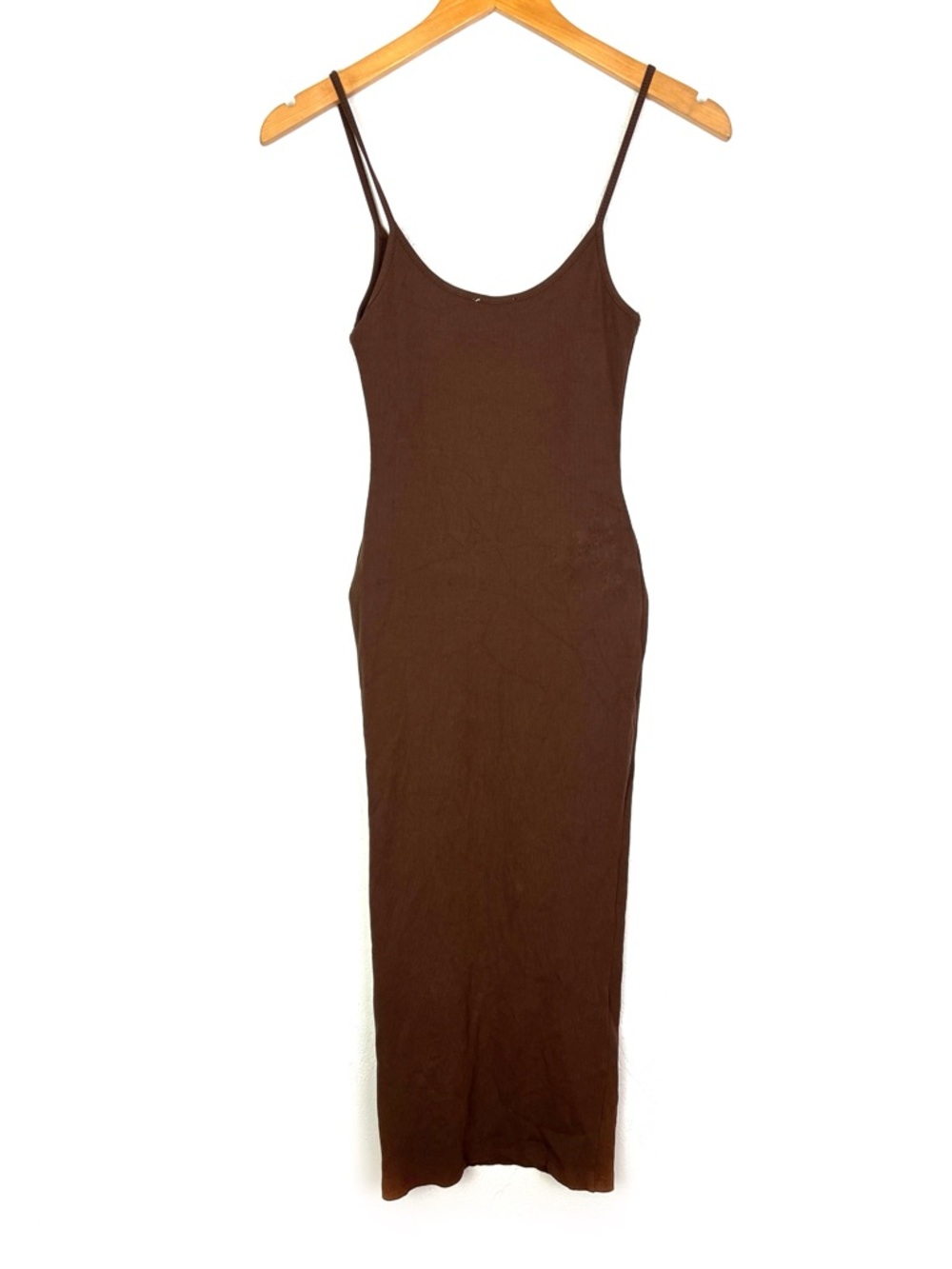 Meshki Alexis Ribbed Cami Midi DressBodycon Brown size small - Picture 3 of 5